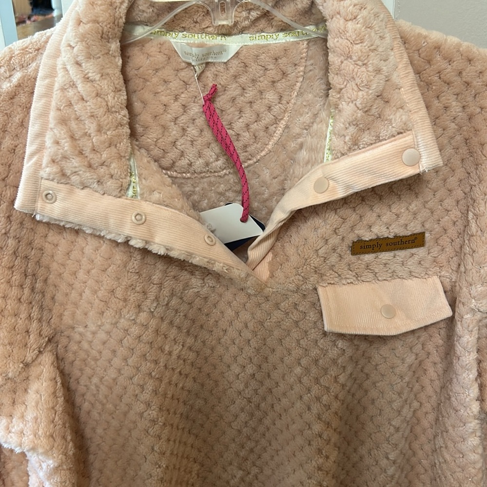 Simply Southern NEW Blush Quilted Sherpa Fleece Pullover - Picture 5 of 14